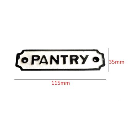 Cast Iron "PANTRY" Sign Plaque Door Wall Cafe Shop Pub Hotel Bar Work B/White Vintage Finish 115mm #8482 - Image 2