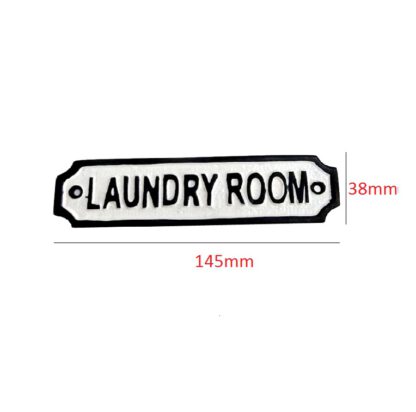 Cast Iron "LAUNDRY ROOM" Sign Plaque Door Wall Cafe Shop Pub Hotel Bar Work B/White Vintage Finish 145mm #876 - Image 2