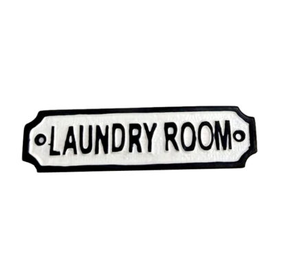 Cast Iron "LAUNDRY ROOM" Sign Plaque Door Wall Cafe Shop Pub Hotel Bar Work B/White Vintage Finish 145mm #876
