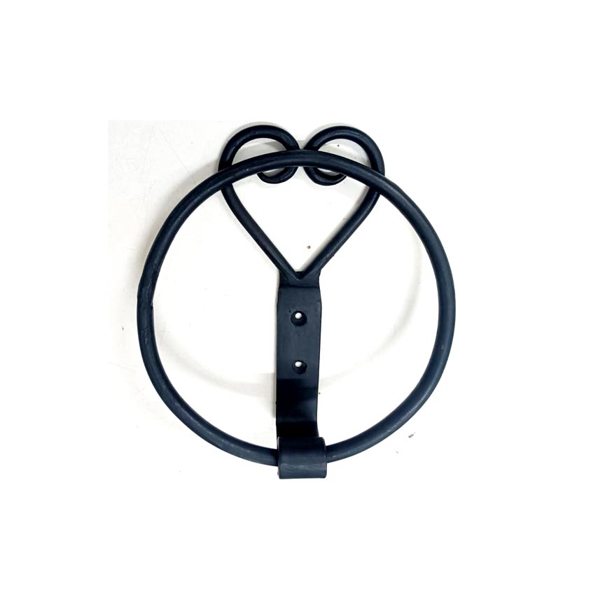 Hand Forged Iron Towel Ring Holder Wrought Iron Handmade Wall Mounted Hand Towel Holder Blacksmith Wall Mounted Towel Rack Black Antique Finish Heavy Duty 290mm #8689 - Image 2