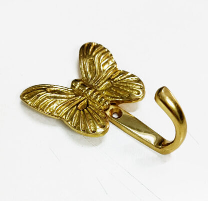 Brass Coat Hook Butterfly Shaped 60mm #6200 Polish Brass