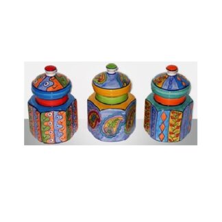 Hand Painted Ceramic Spice Jars With Air Tight Lid Ceramic Jar & Container for Kitchen Storage Set Multi Utility Air Tight Kitchen Organiser Items Tea Coffee Sugar Containers with Ceramic Lids (Hand-Painted) Finish  #9122
