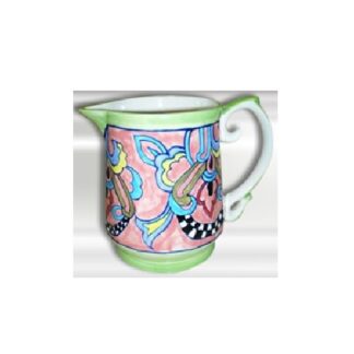 Ceramic Milk/Tea Pot, Colored Pot, Perfect Pot for Tea/Milk Pot w/Strong Handle, Ceramic Pot with White Floral Design  #9126
