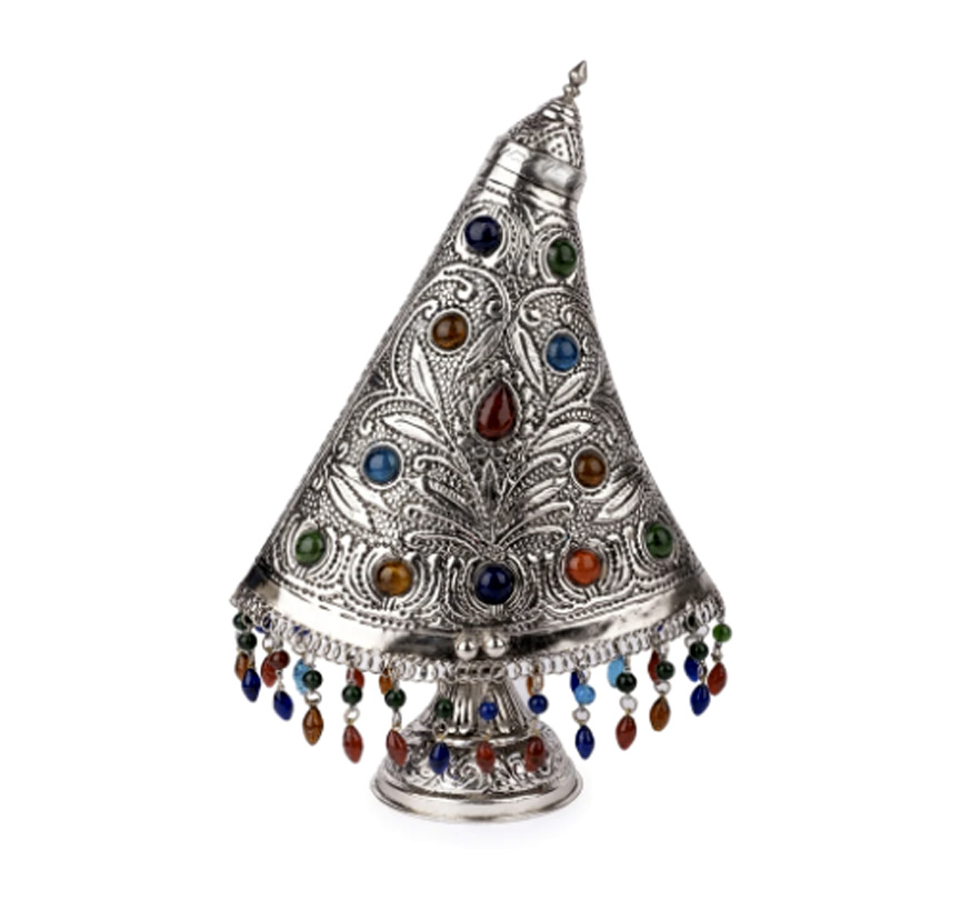 Conical Metal Table Lamp Embellished with Colorful Stones For Home with Multi Studs Antique Table Top Lamp like light adapts well to any Corridors, Cafe, Bars, Dining Room, Office Tables etc 400mm #9000 - Image 5