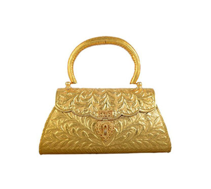Metal Brass Women's Beautiful Handbag Party Bridal Clutch Purse Trend Overseas Golden Girls/Women Handle Clutch Brass metal bag Ethnic Clutch 260mm # 9055