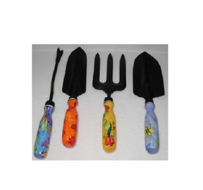 Set of four Garden Tools These Tools, often Used for Gardening Tasks, Include a Trowel, a Cultivator, a Weeder, and a Fork #9110