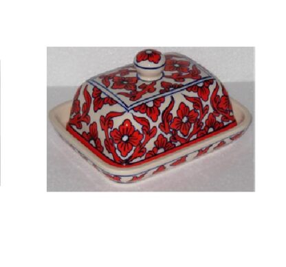 Ceramic Multicolored Butter Dish with Lid Perfect for Butter or Starter Serving in Kitchen #9147 - Image 2