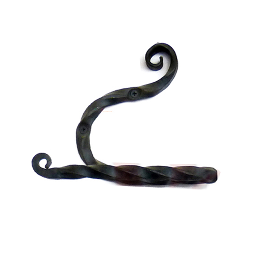 Forged Iron Metal Toilet Roll Holder for Bathroom Toilet Wall Mount Handmade Bathroom Lavatory Toilet Paper Holder Wall Mount Burn Black Finish 150mm #2676