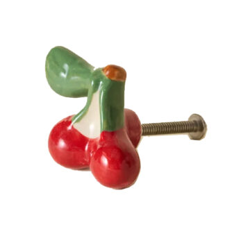 Ceramic Cabinet Knob/Crochet Mural en Céramique Tige de Cerise 60mm #9413