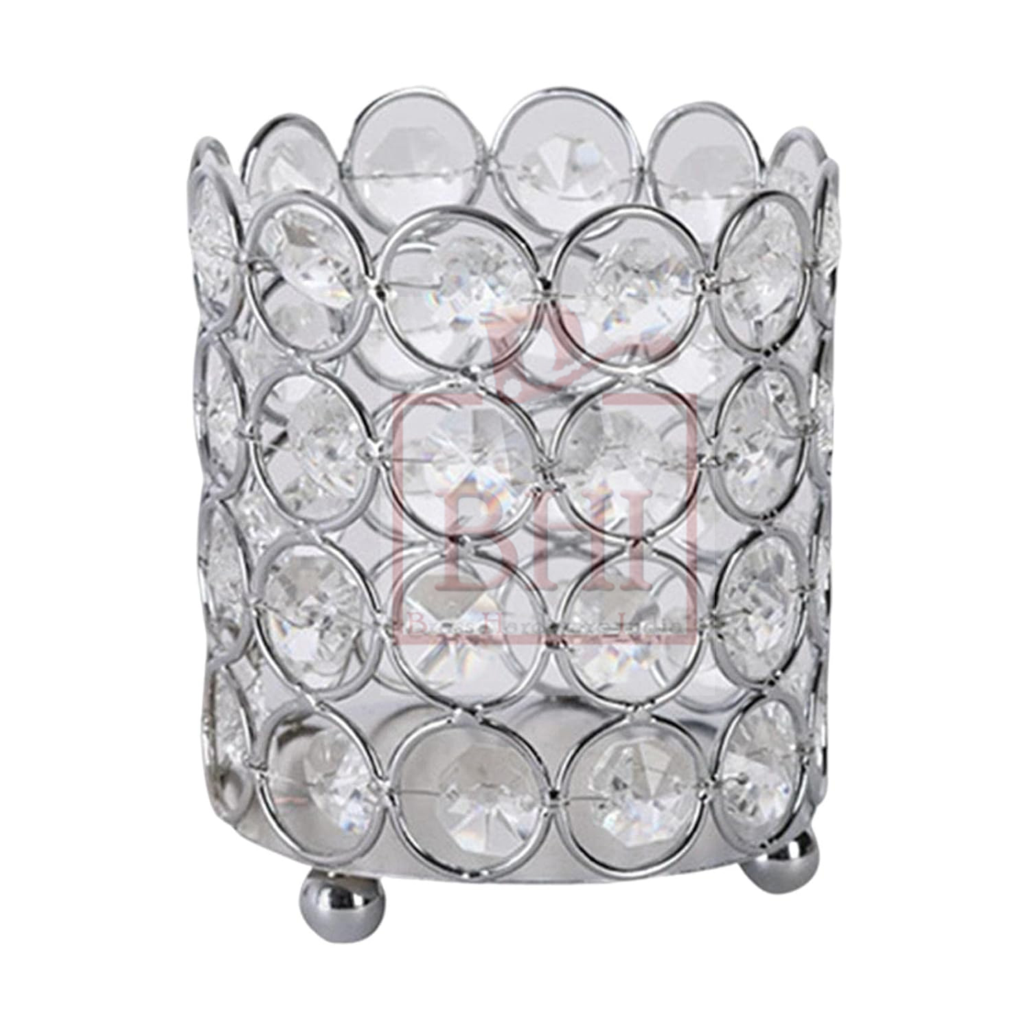 Lichts Crystal Makeup Brush Holder Portable Candle Holder For bedroom Home Décor M Argent 100mm #9442
