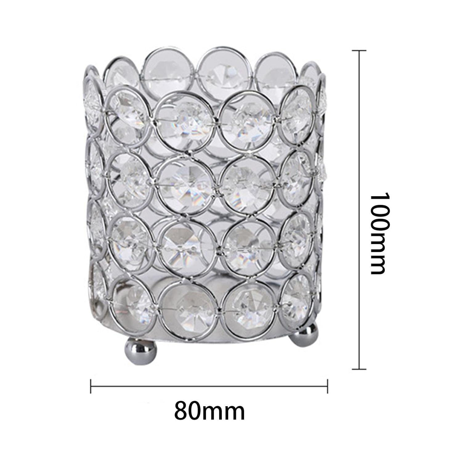 Lichts Crystal Makeup Brush Holder Portable Candle Holder For bedroom Home Décor M Argent 100mm #9442 - Image 4