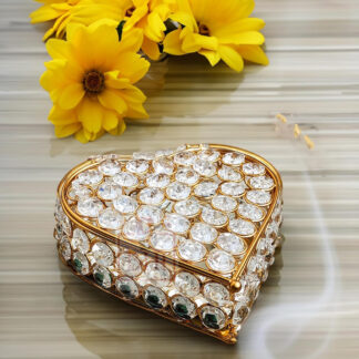 Crystal Heart Shape Jewellery Box, Candy box,multipurpose box,valentines day gift box golden Healthy Gourmet Snacks I Gift for Family | Friend | Corporate 120mm #9447