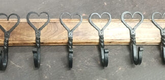 Reclaimed Wood Coat Rack with Cast Iron Heart Hooks 450mm #9478