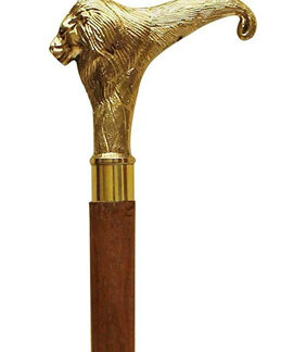 Brass Walking Stick Handle Lion Head Vintage Gift for Men 110mm #9478
